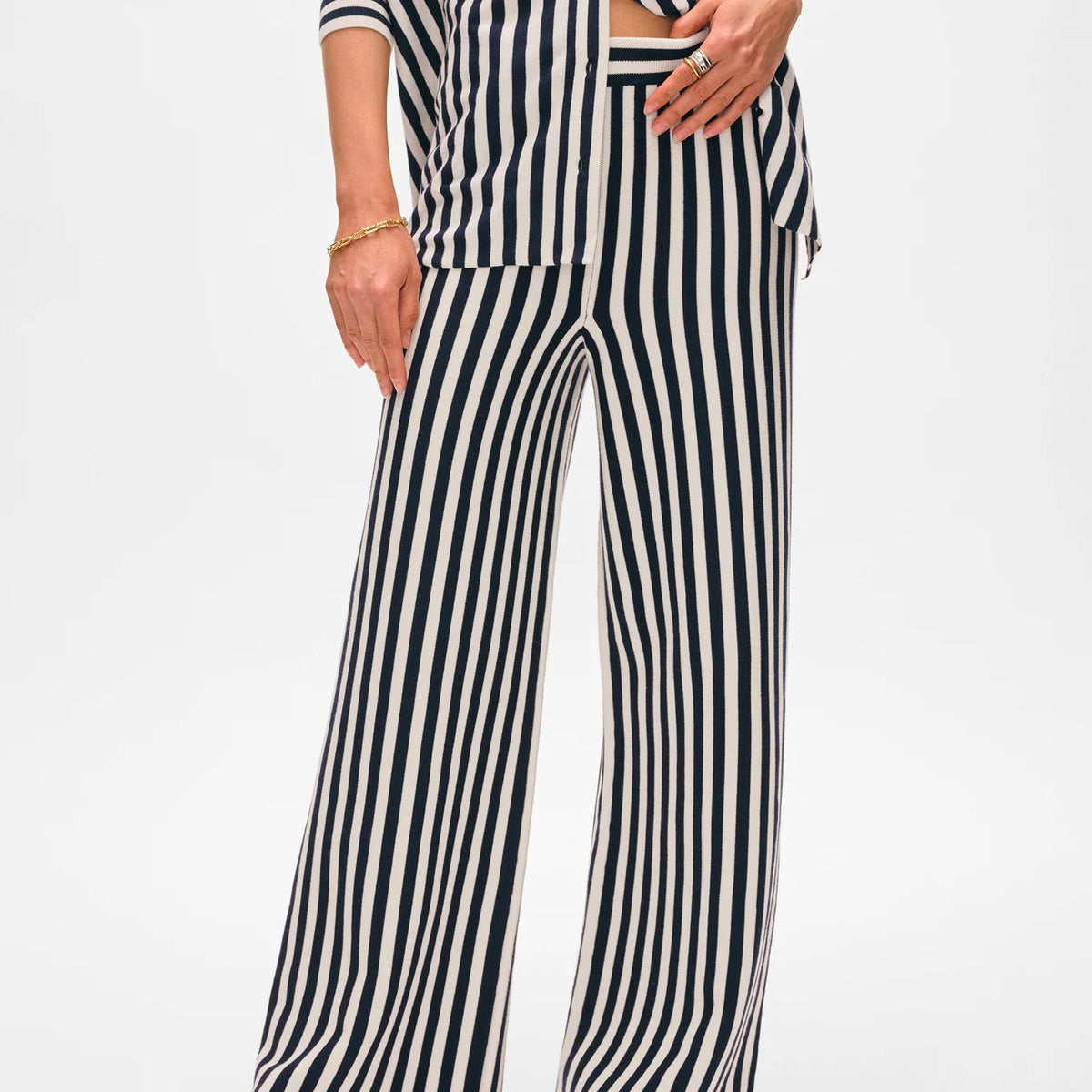 【WONDER WONDER】Sapper Stripe Wide Cotton Pants Luna Wide-Leg Pinstripe Pants – Copper Lane Clothing