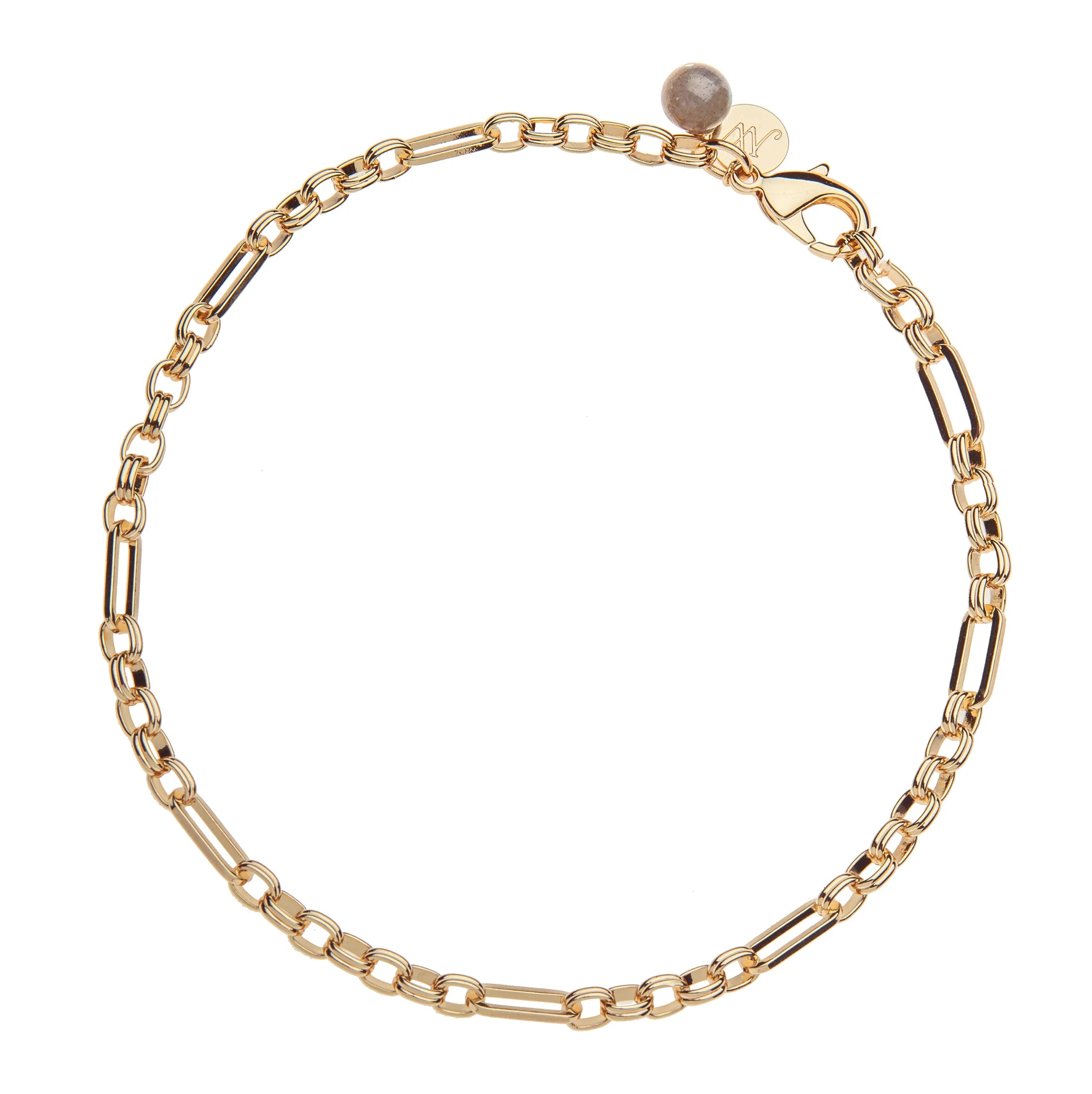 Gold chain bracelet on a white background