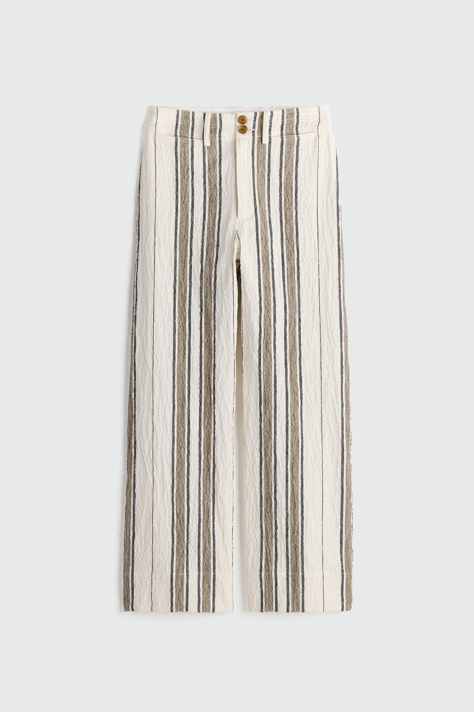 Striped pants on a light gray background