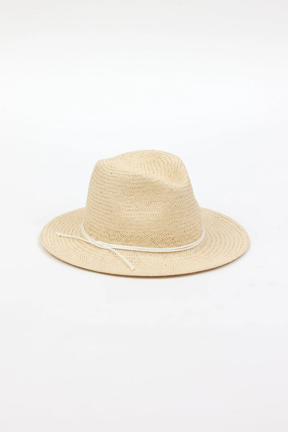 Beige straw hat on a white background