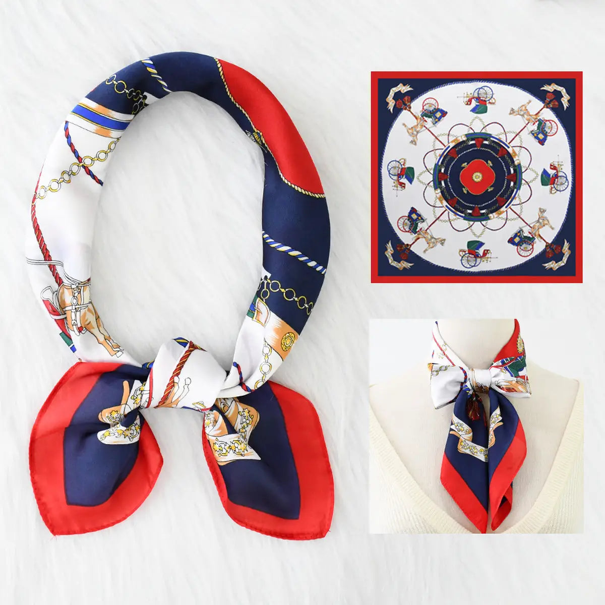 Colorful scarf with intricate design on a white background
