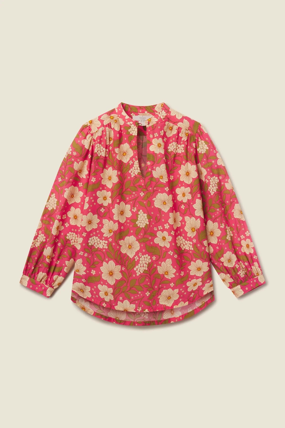 Floral blouse with pink background