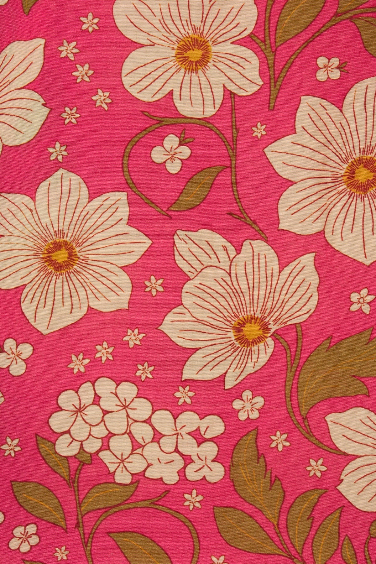 Floral pattern with large flowers on a pink background