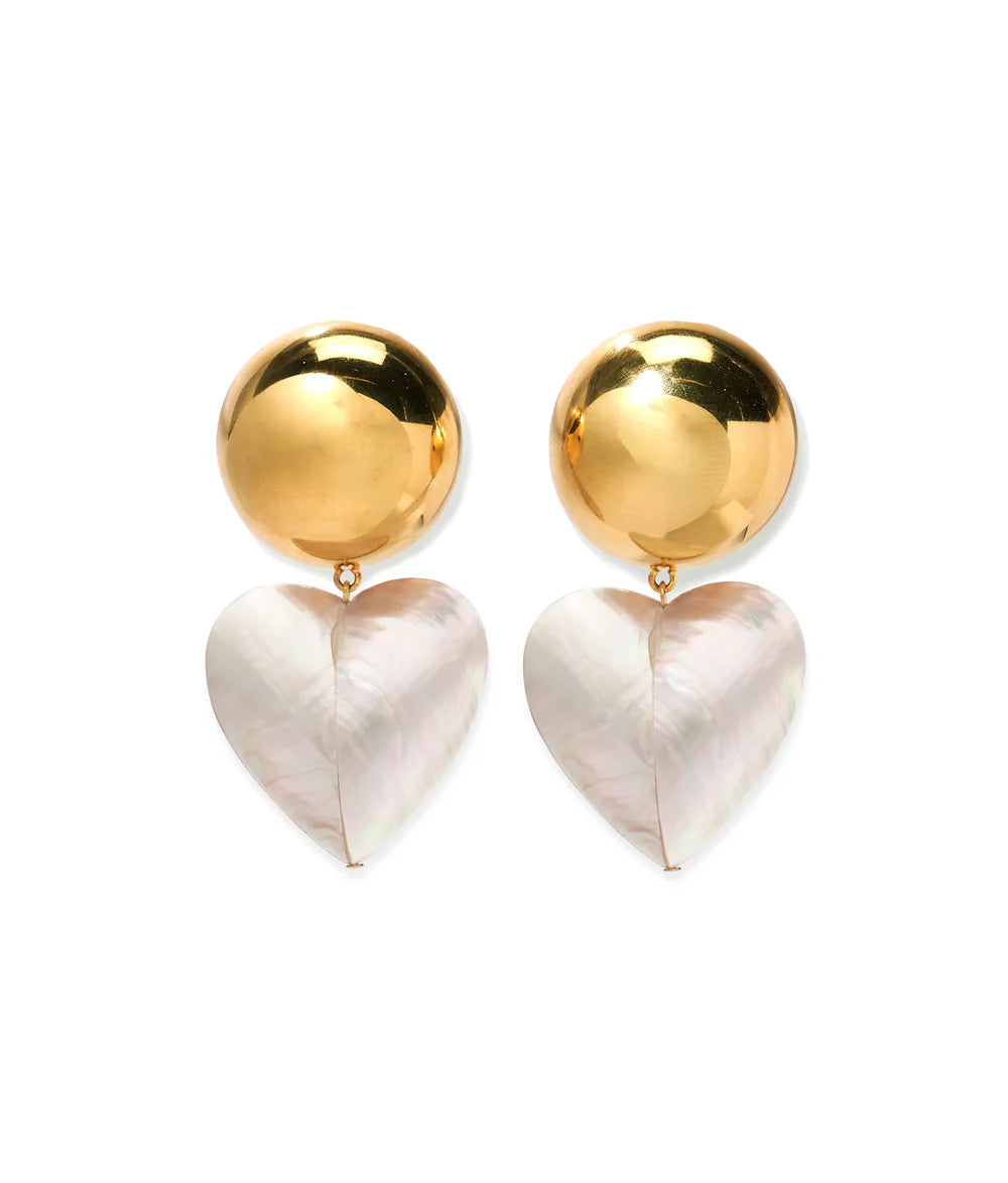 lizzie fortunato shell heart and gold earrings