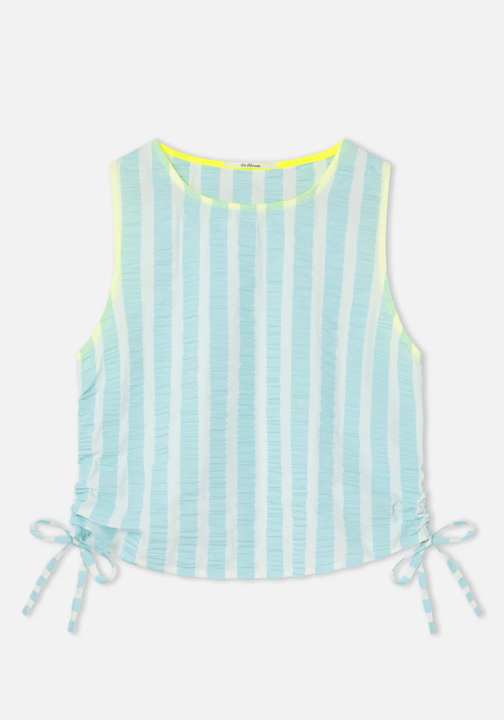 Striped tank top with tie sides on a white background