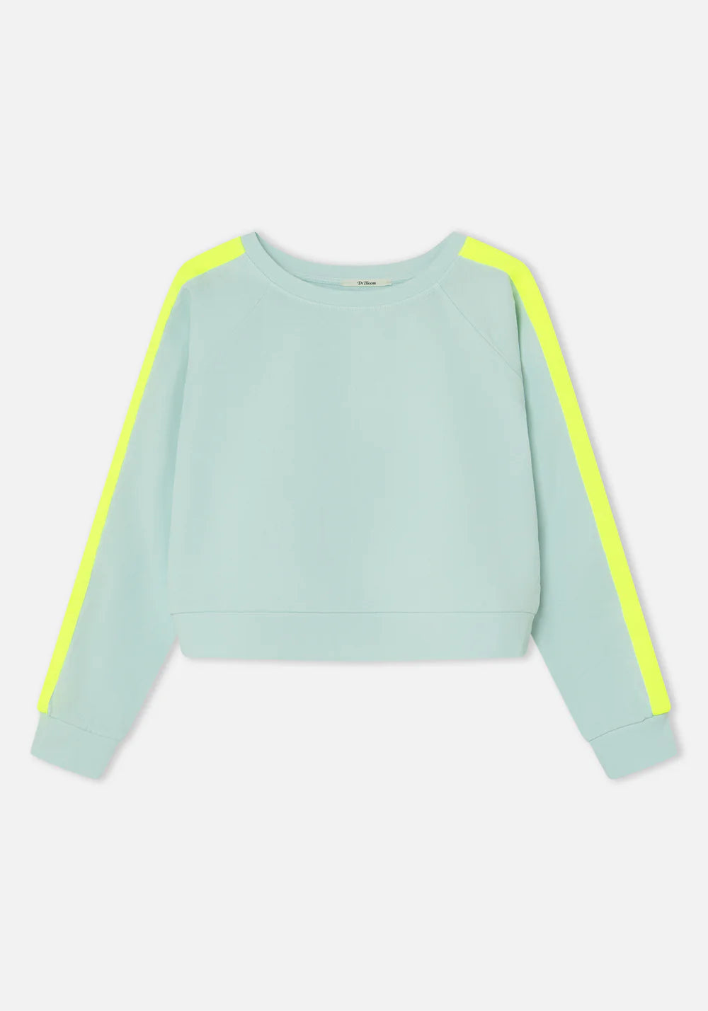 Light blue sweatshirt with yellow accents on a white background
