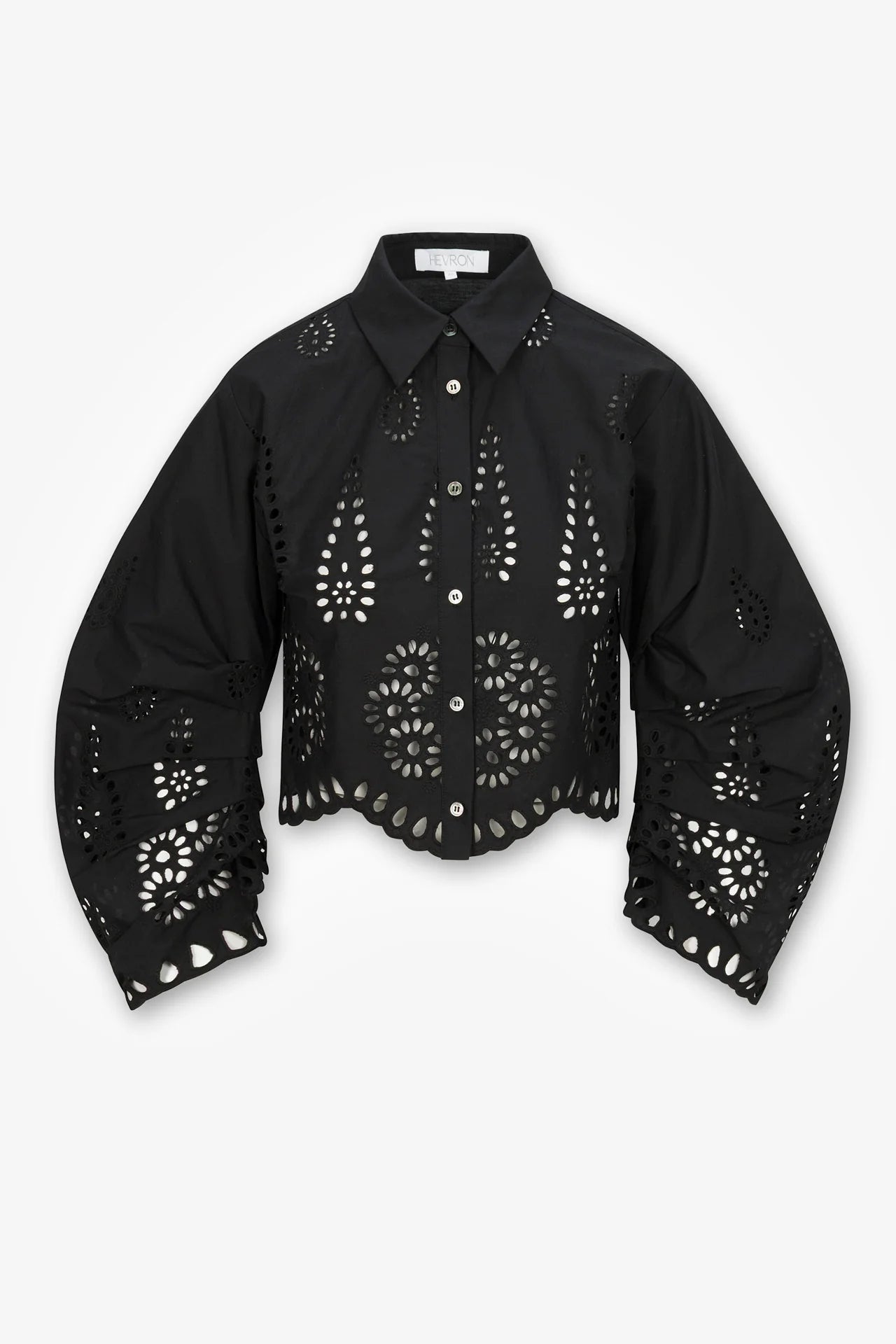 Black perforated shirt on a white background
