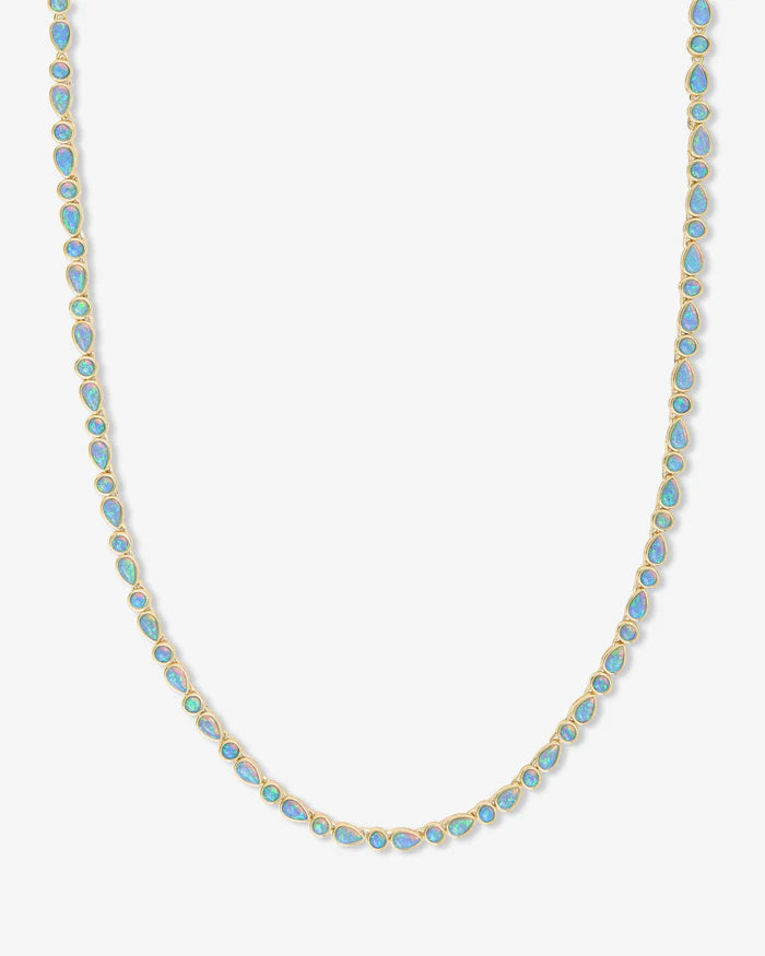 Necklace with blue gemstones on a white background