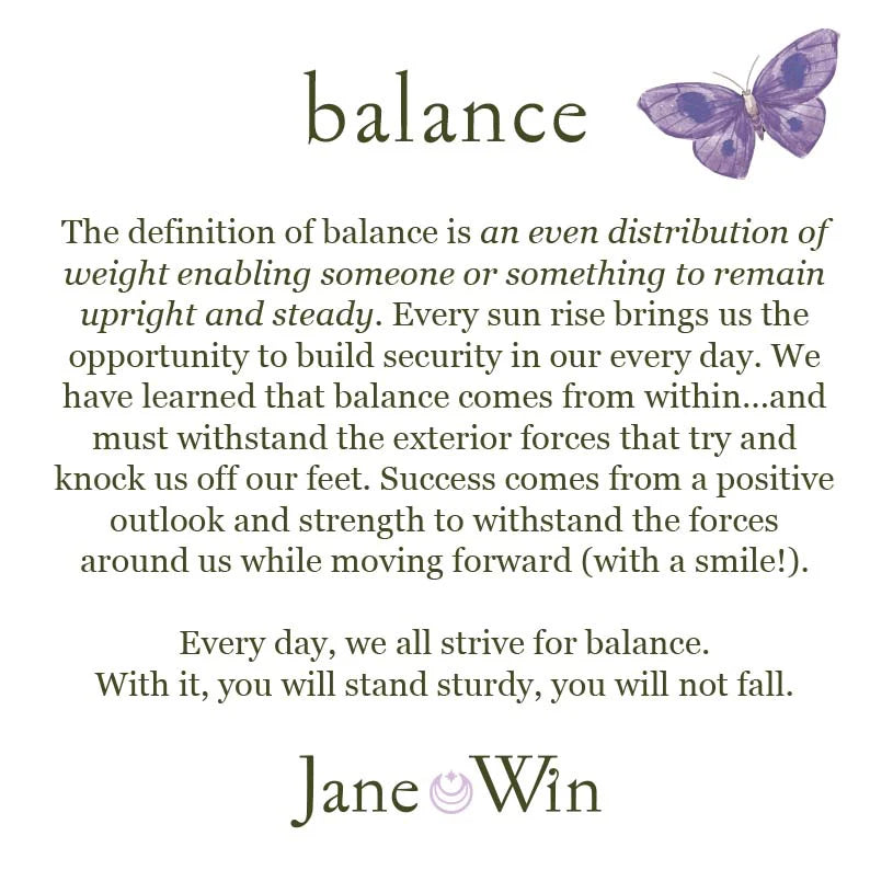 Text about balance with a butterfly illustration on a white background