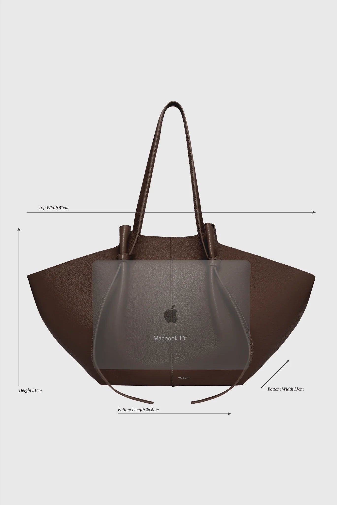 Brown handbag with Apple logo on a white background