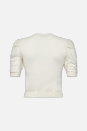 Ruched Sleeve Cashmere Sweater Cream