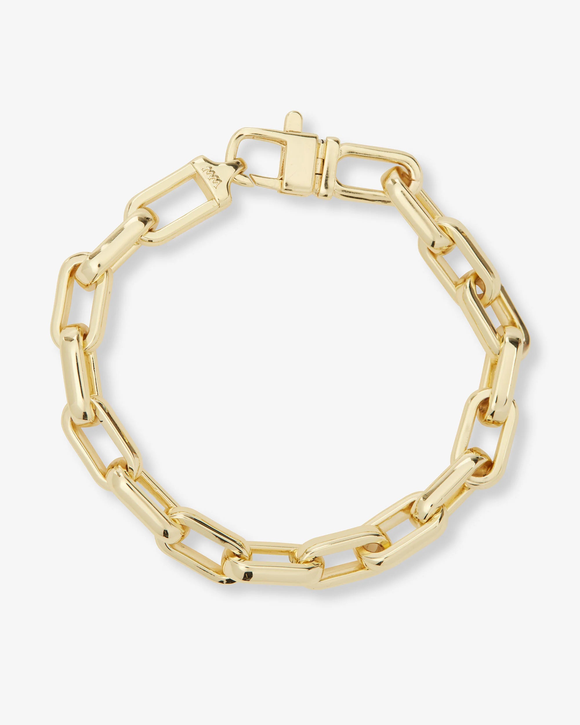 Gold chain bracelet on a white background