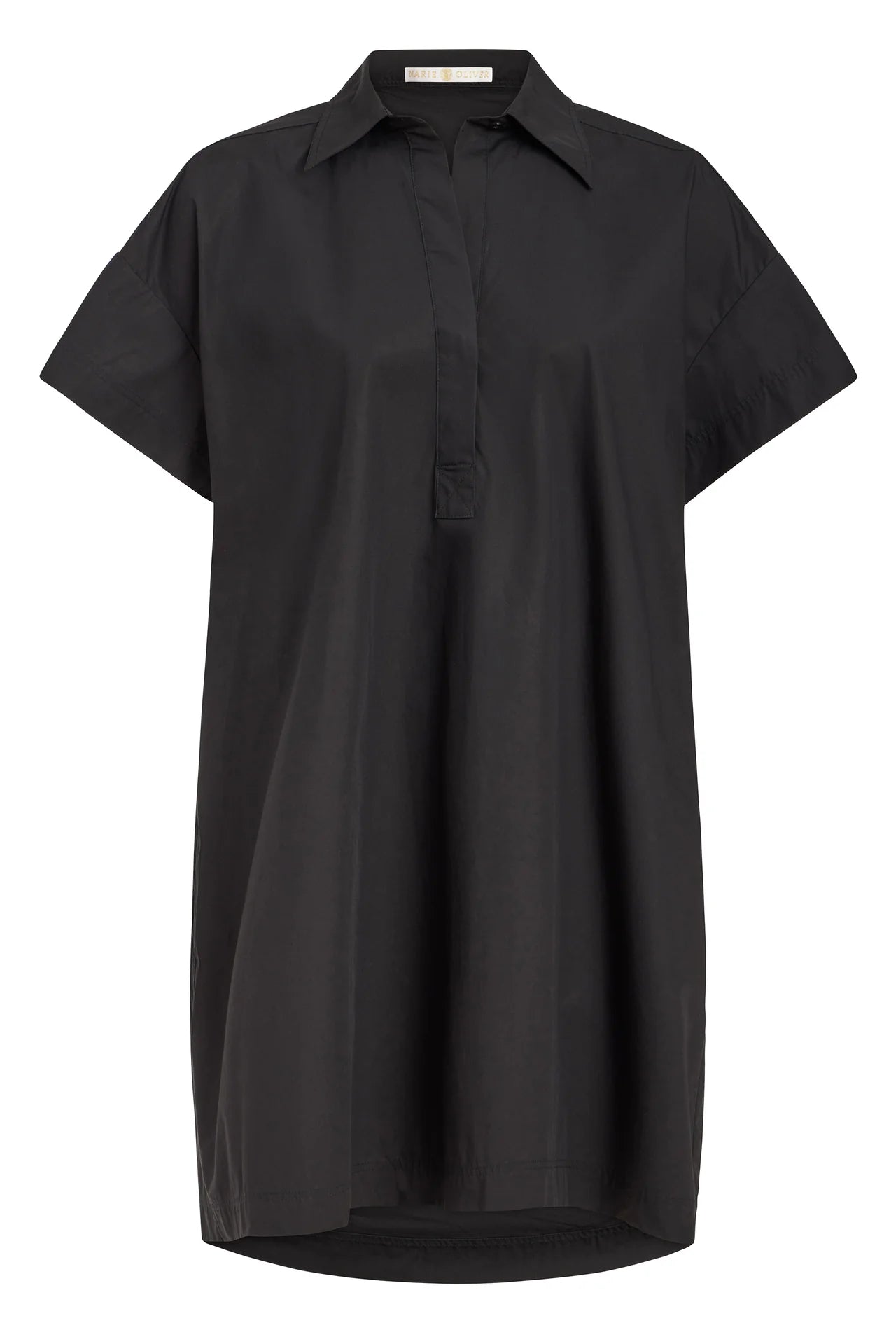 Black shirt dress on a white background