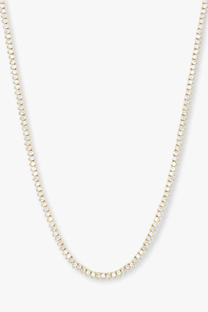 Baby Not Your Basic Tennis Necklace 16” Gold-White