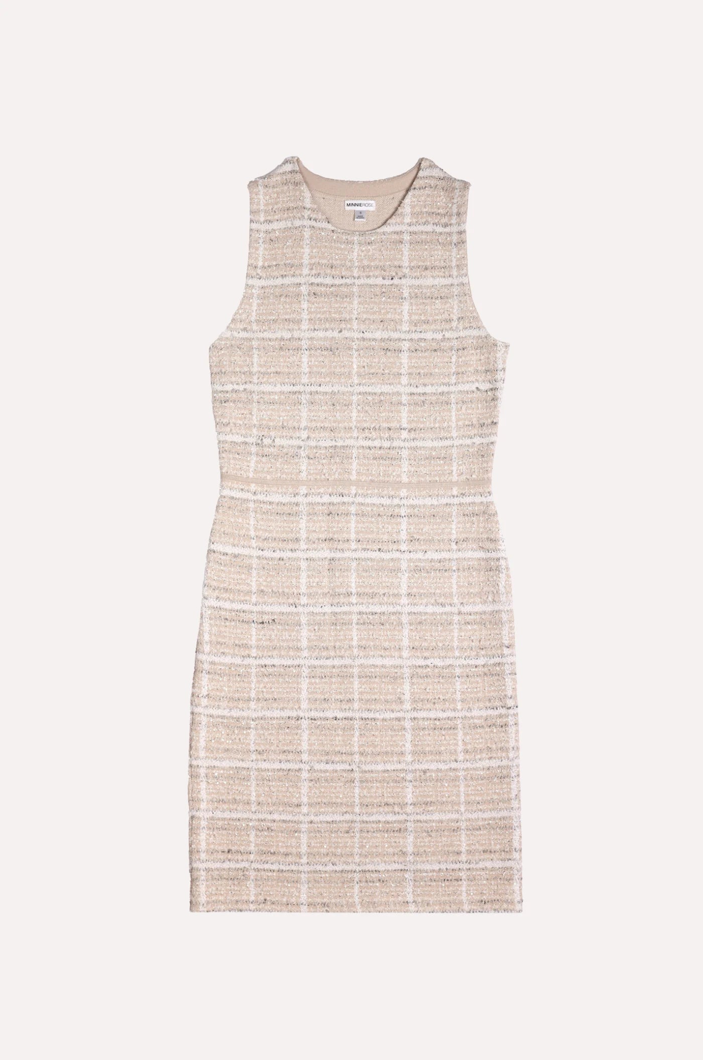 Beige checkered dress on a white background