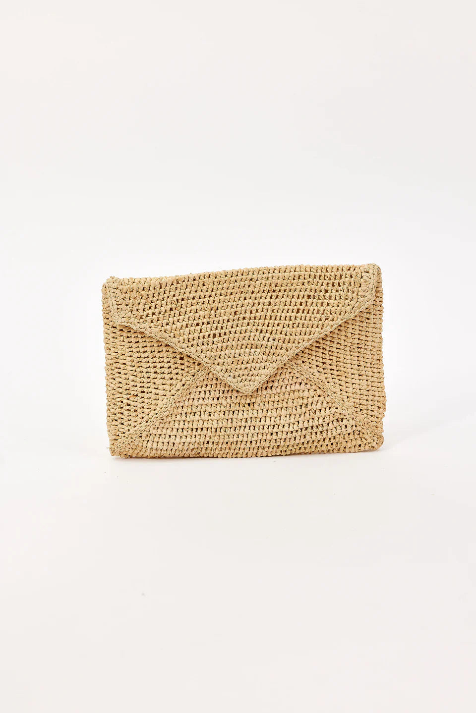 Woven clutch bag on a white background
