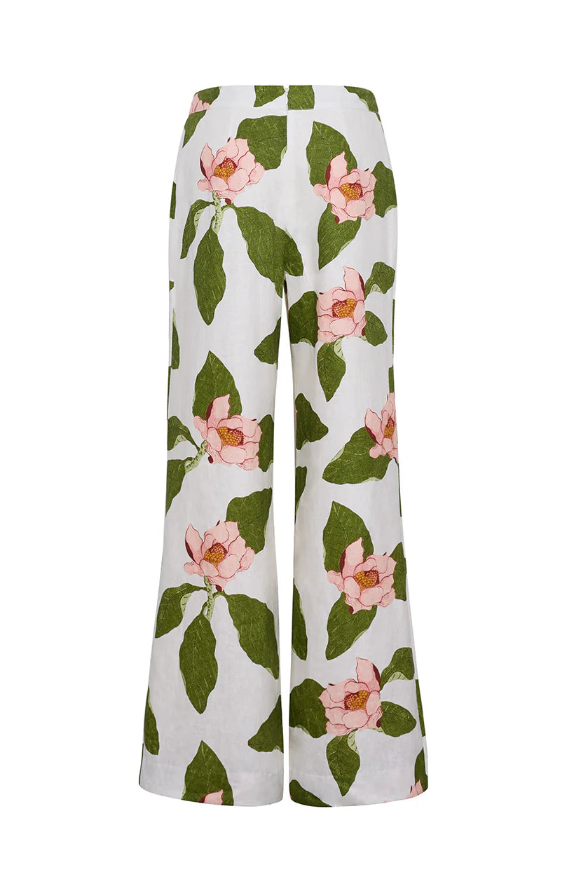 Floral patterned pants on a white background