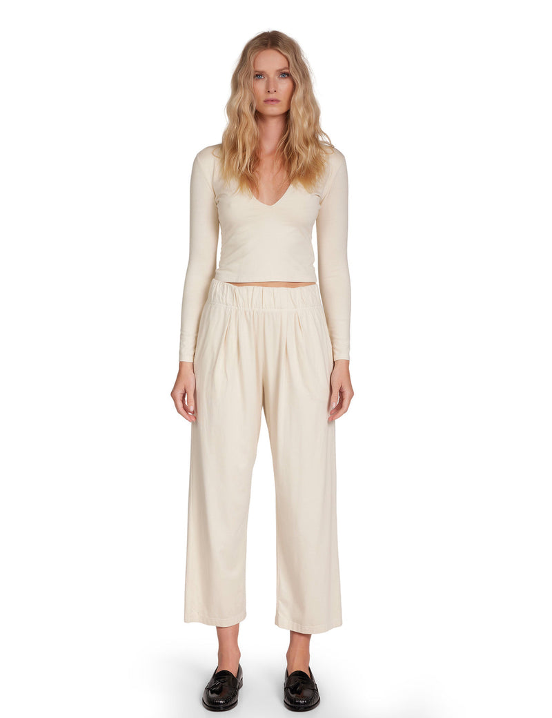 Penny Pleat Front Pant Ivory and Navy