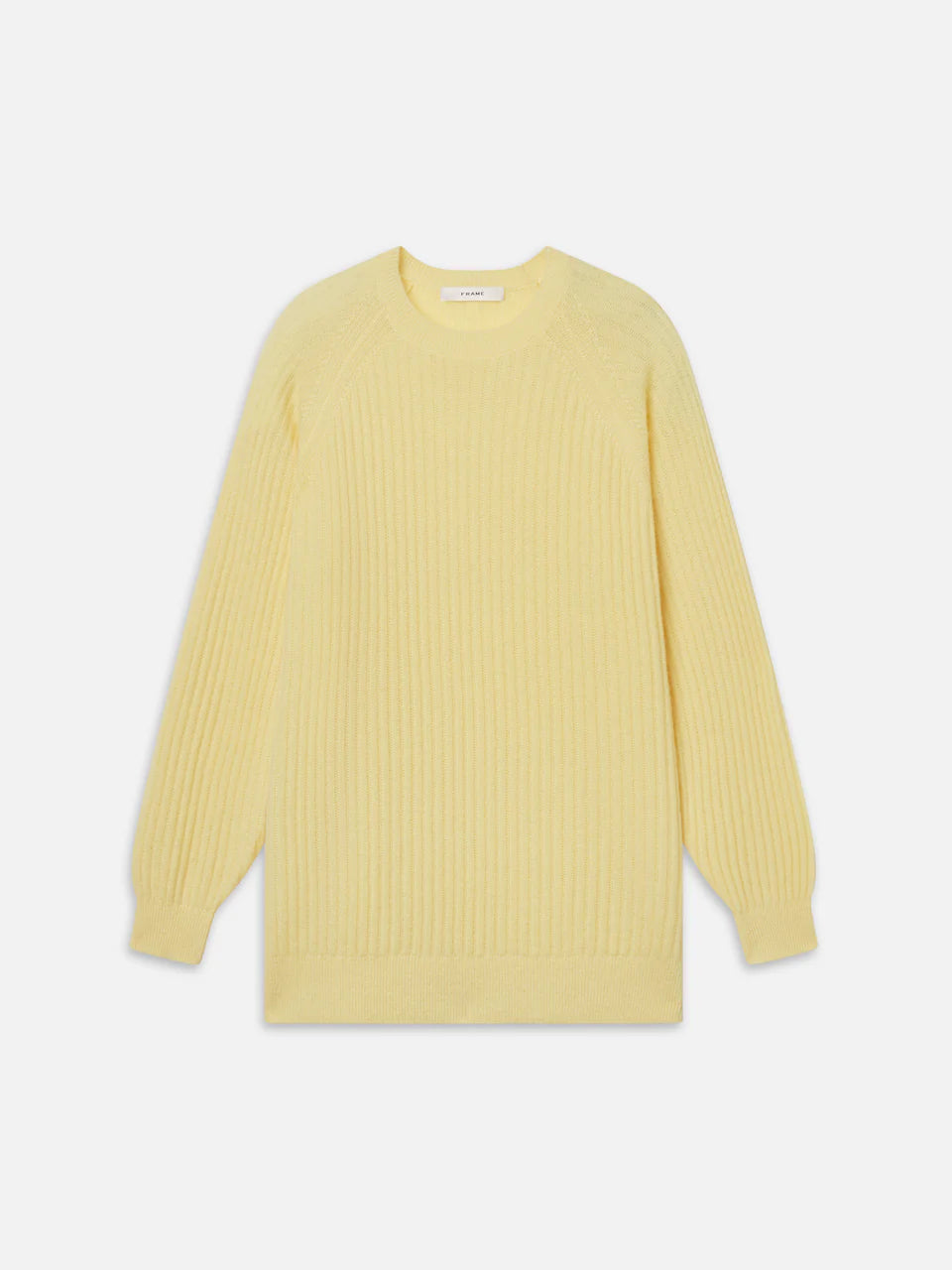 Yellow ribbed sweater on a white background