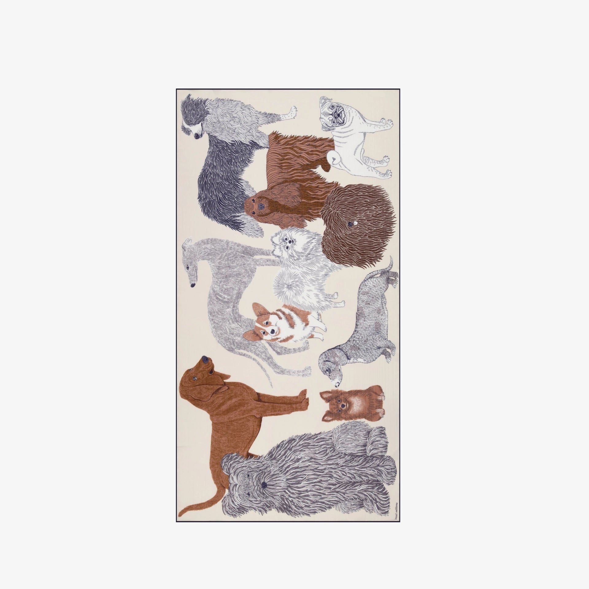 Rug with animal illustrations on a beige background