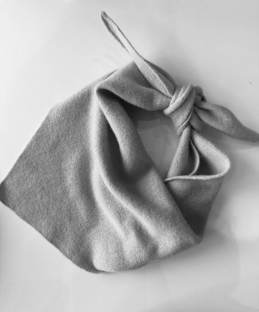 Gray towel on a white background