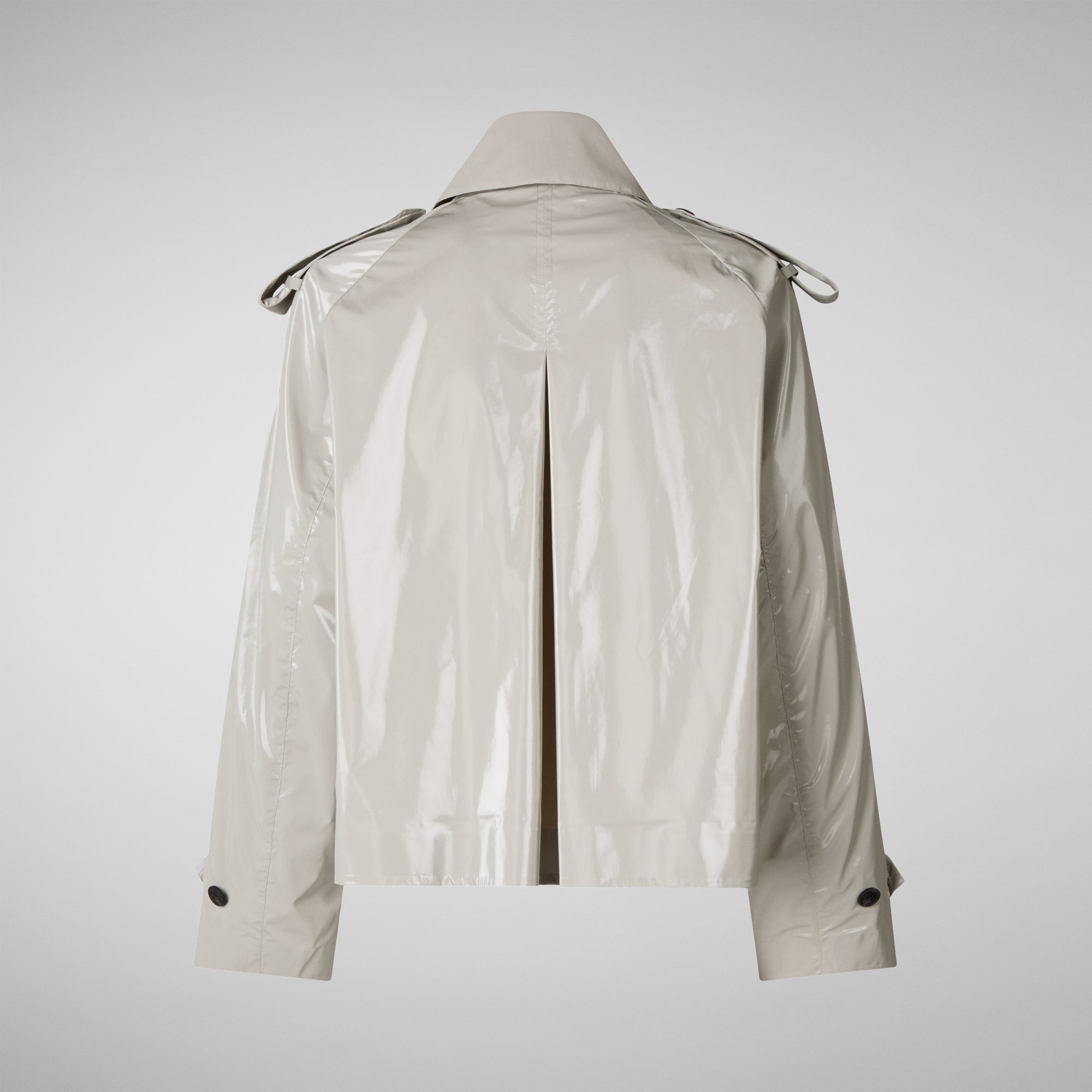 Beige trench coat on a white background