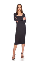 Susana Monaco Black Longsleeve Fitted Midi Dress