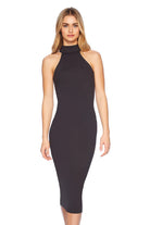 Susana Monaco Black Collar Halter Tight Midi Dress