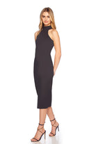 Susana Monaco Black Collar Halter Tight Midi Dress