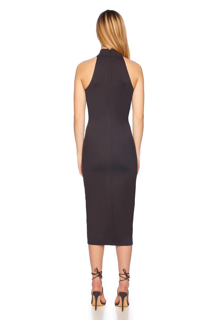 Susana Monaco Black Collar Halter Tight Midi Dress