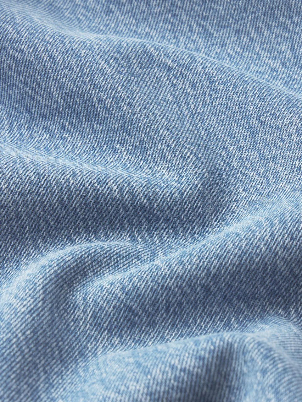 Close-up of blue denim fabric with visible texture