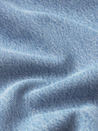 Close-up of blue denim fabric with visible texture