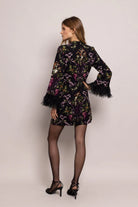 Cara Cara mini longsleeve dress with feathers