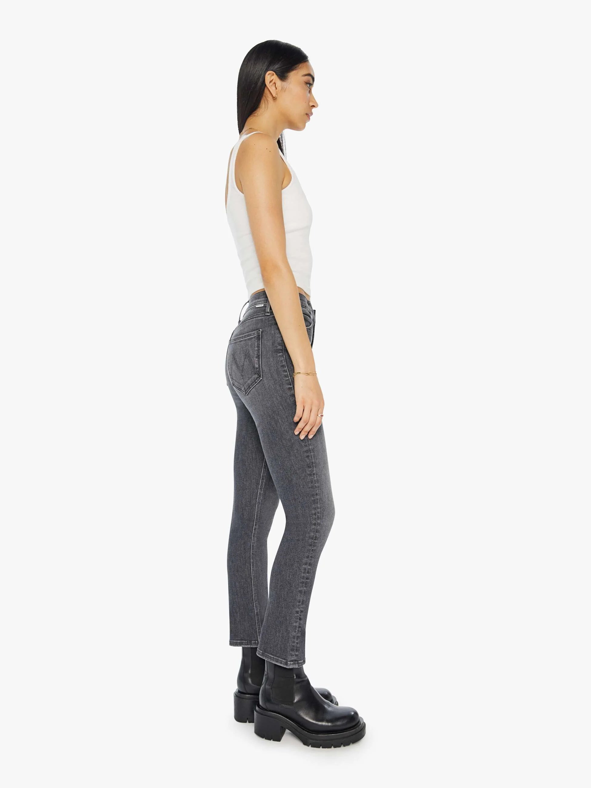 mother grey wash skinny denim jeans