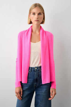 Cashmere Mini Trapeze Cardigan: Pink Glow