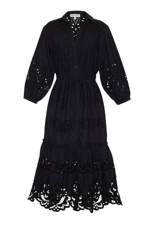 Hutton Dress Black Embroidered