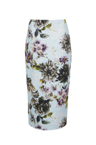 Floral-patterned pencil skirt on a white background