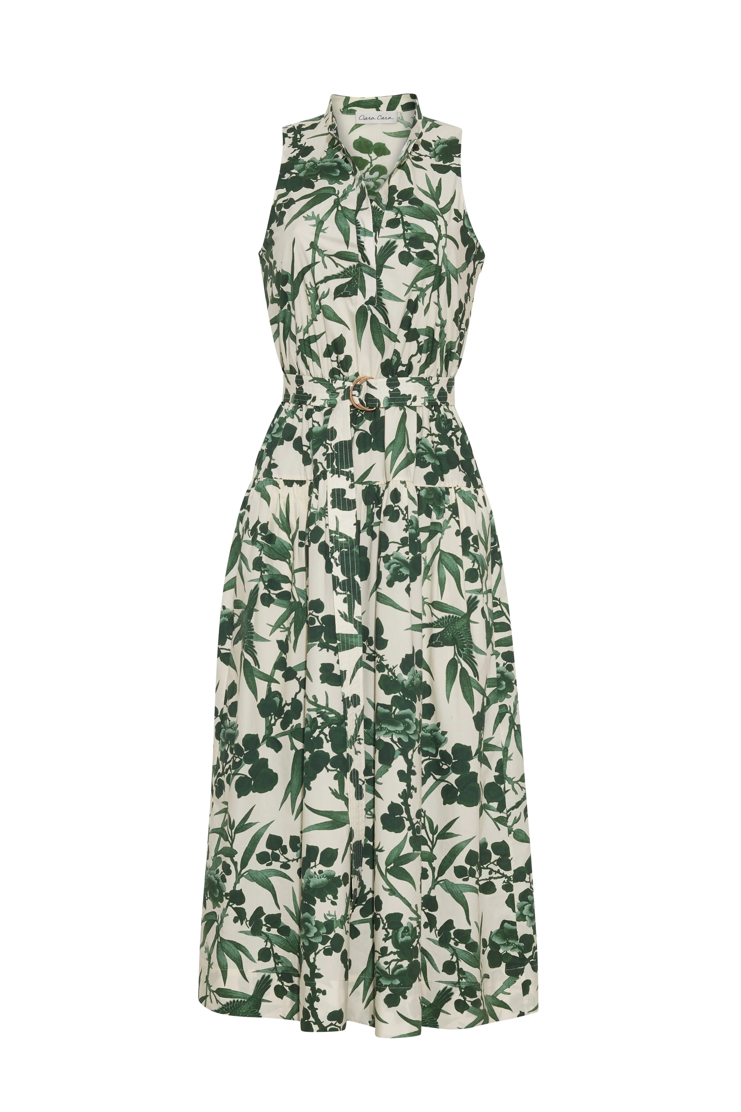 Green floral dress on a white background