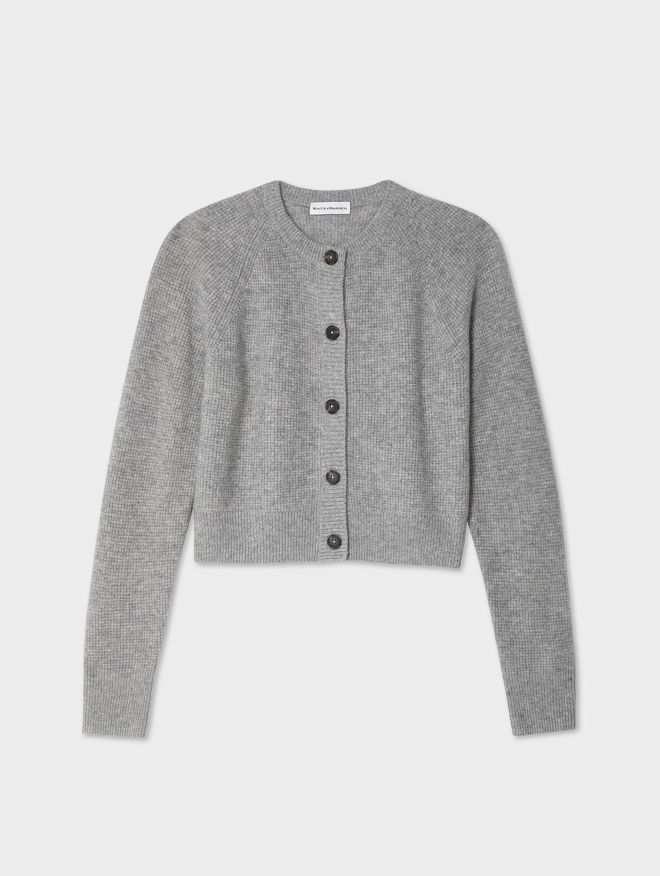 White + Warren grey cardigan wool sweater