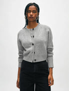 White + Warren grey cardigan wool sweater