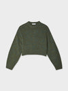 Cashmere Luxe Boxy Crewneck-Green Marl