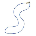 Blue beaded necklace on a white background
