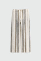 Striped pants on a light gray background