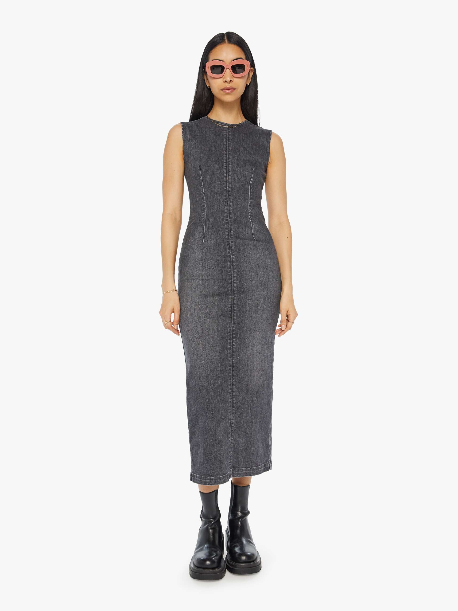 mother grey denim dress