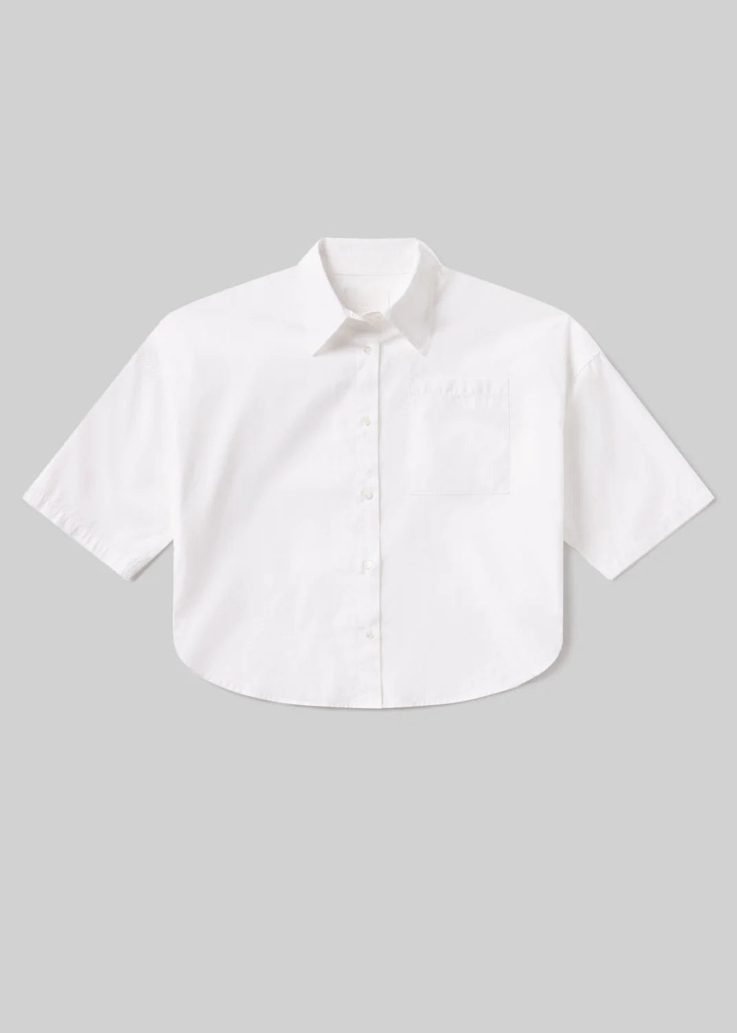 White short-sleeve shirt on a gray background