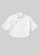 White short-sleeve shirt on a gray background