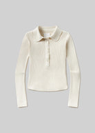 White long-sleeve shirt with collar on a gray background
