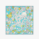 Decorative scarf with an octopus design on a blue scarf
