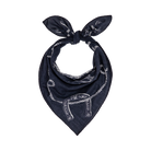 Navy blue bandana with white patterns on a white background