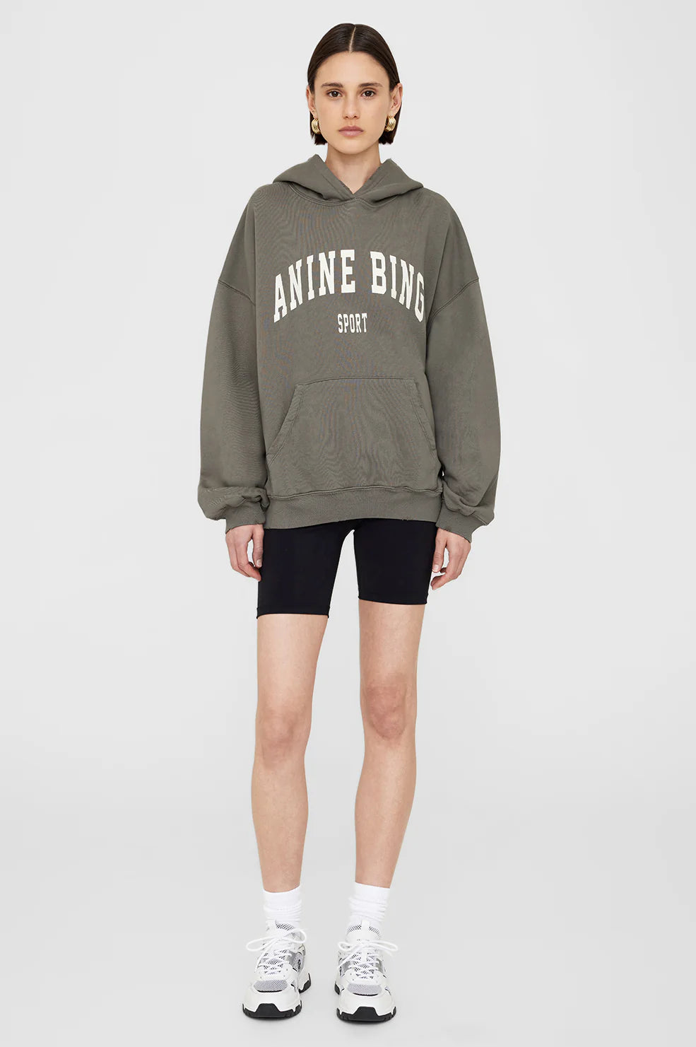 anine bing grey hoodie sweatshirt